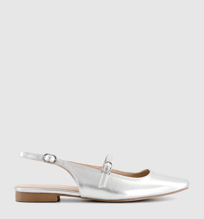 OFFICE Firefly Mary Jane Slingback Flats Silver
