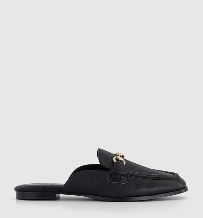 OFFICE Fairyland Hardware Mule Loafers Black Leather