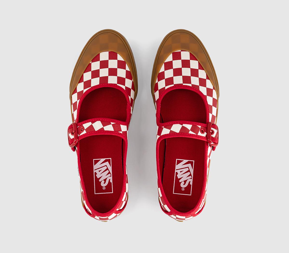 VansMary JanesCheckerboard Red White