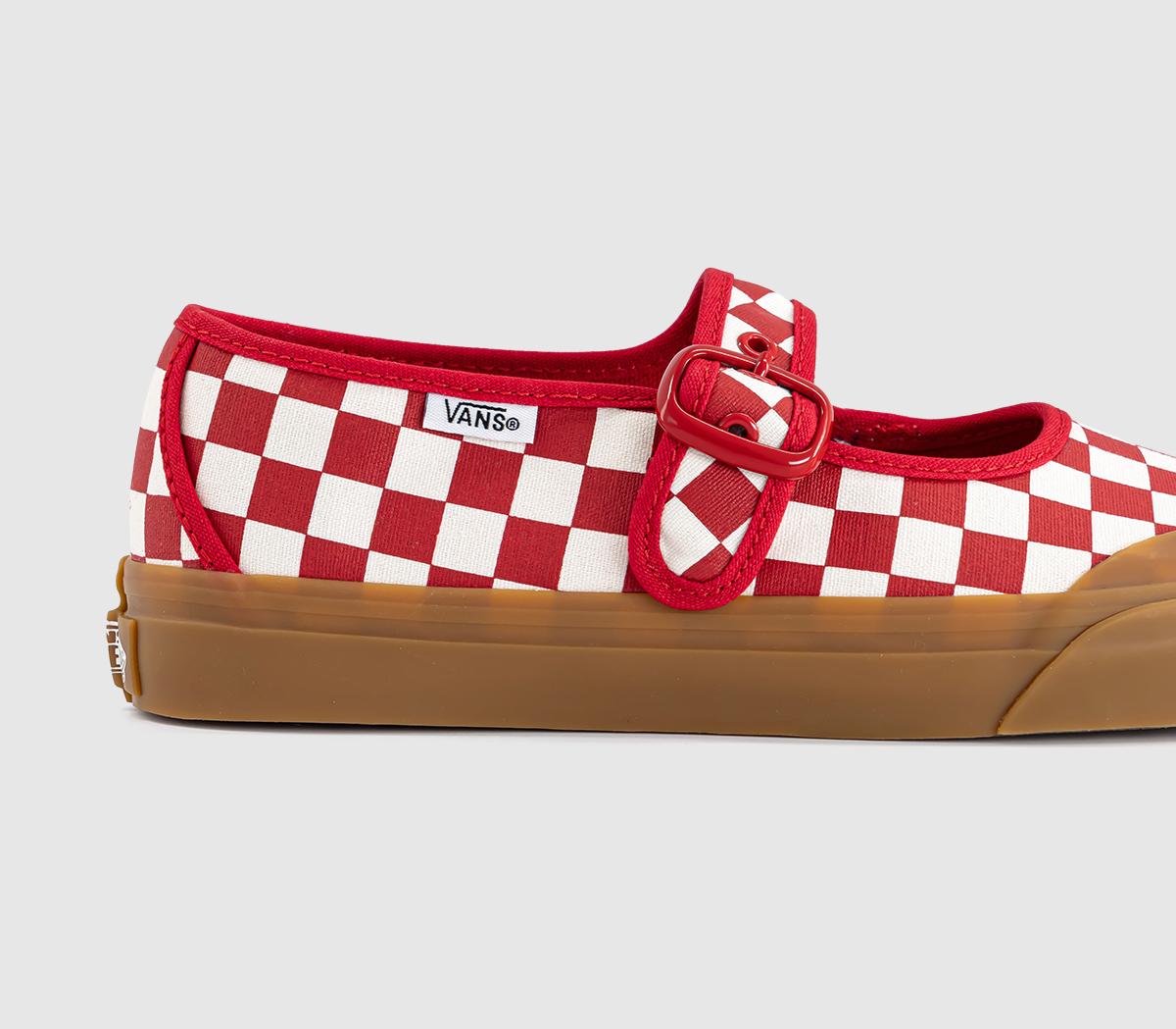 VansMary JanesCheckerboard Red White