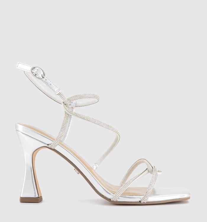 OFFICE Magic Strappy Heeled Sandals Silver Embellished