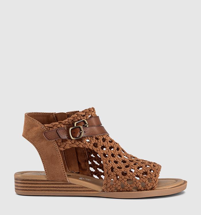 Blowfish Malibu Anuella Raffia Sandals Cognac