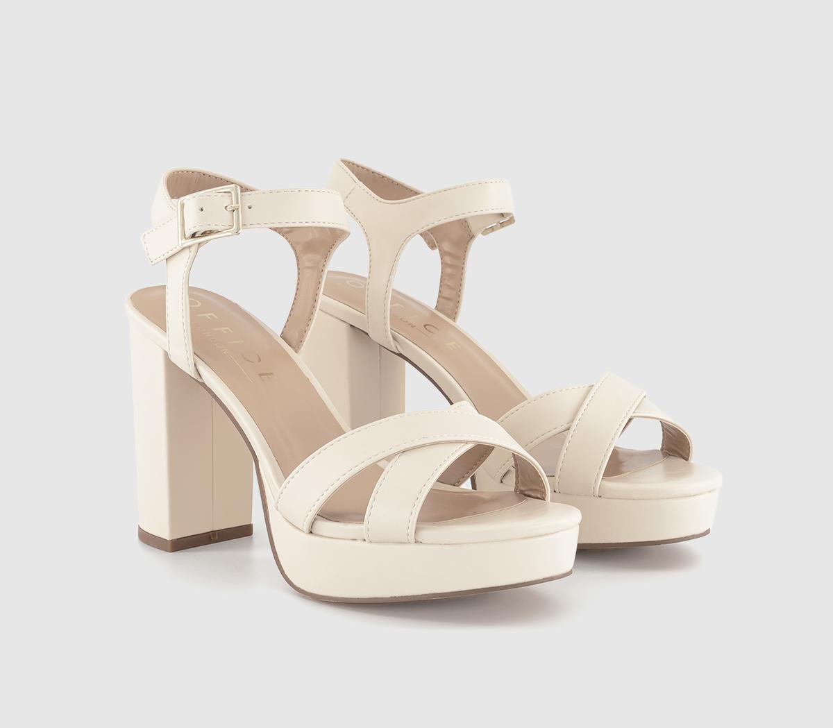 OFFICE Heaven Platform Block Heel Sandals Off White - High Heels