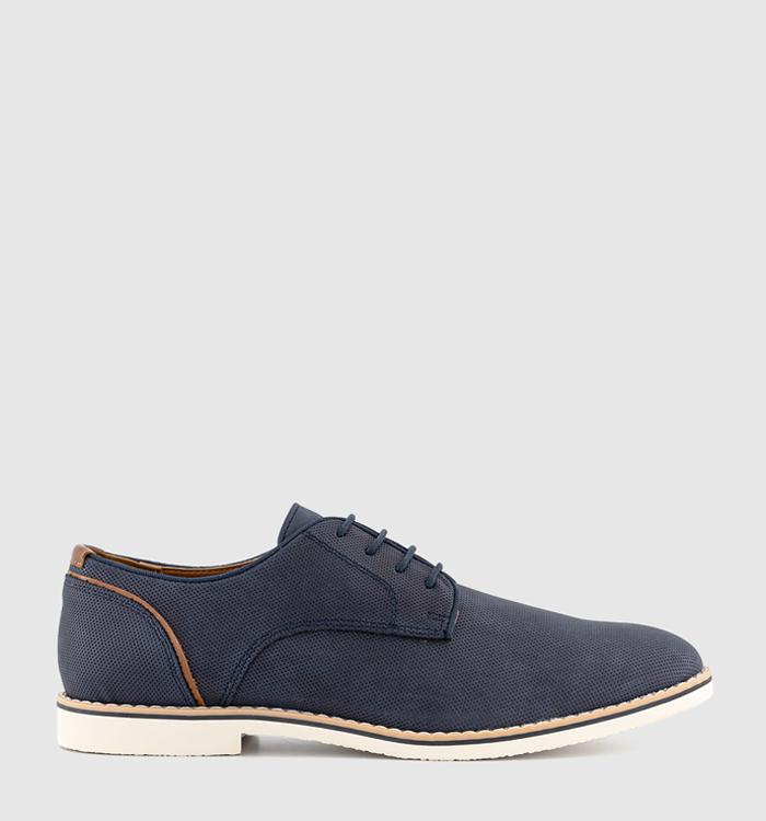 OFFICE Chapter White Sole Embossed Derby Shoes Navy