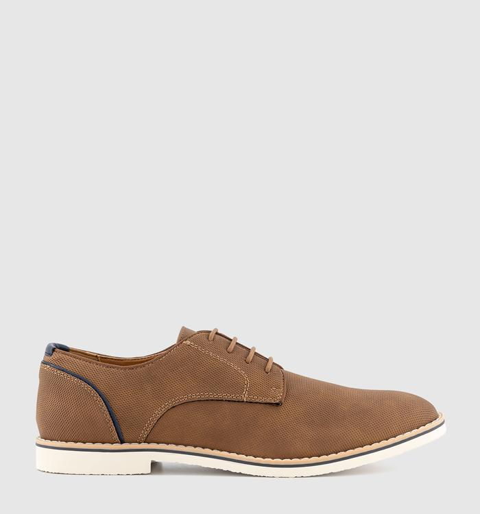 OFFICE Chapter White Sole Embossed Derby Shoes Tan