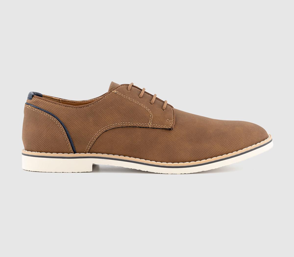 Chapter White Sole Embossed Derby Shoes Tan