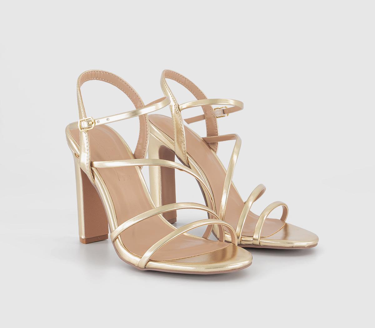 OFFICE Womens Hannah Strappy Heeled Sandal Gold, 6