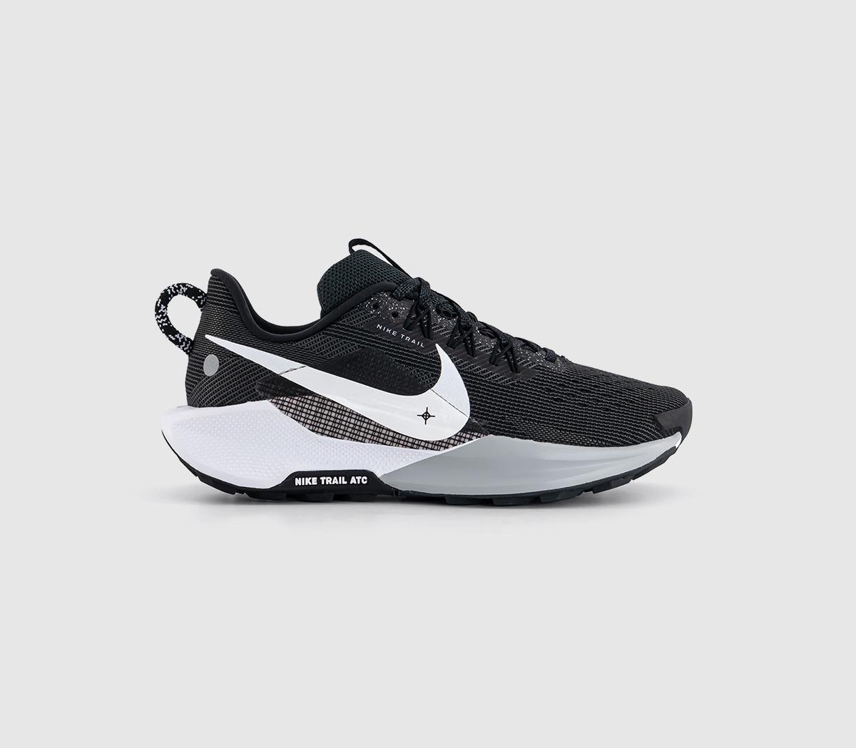 Nike Womens Reactx Pegasus Trail 5 Trainers Black White Anthracite Wolf Grey, 4