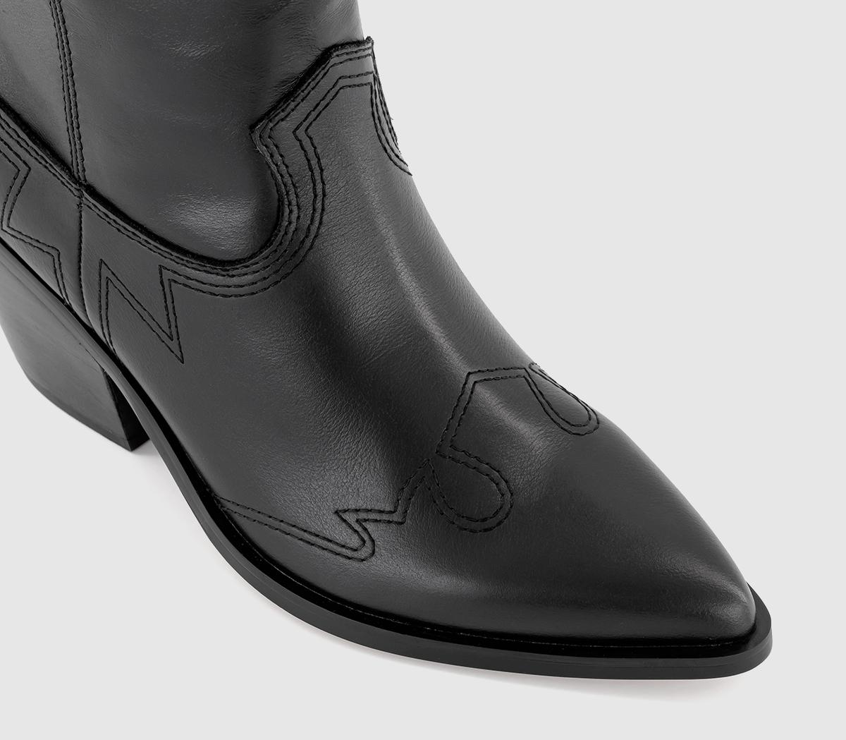 OFFICEAnderson Western Ankle BootsBlack Leather