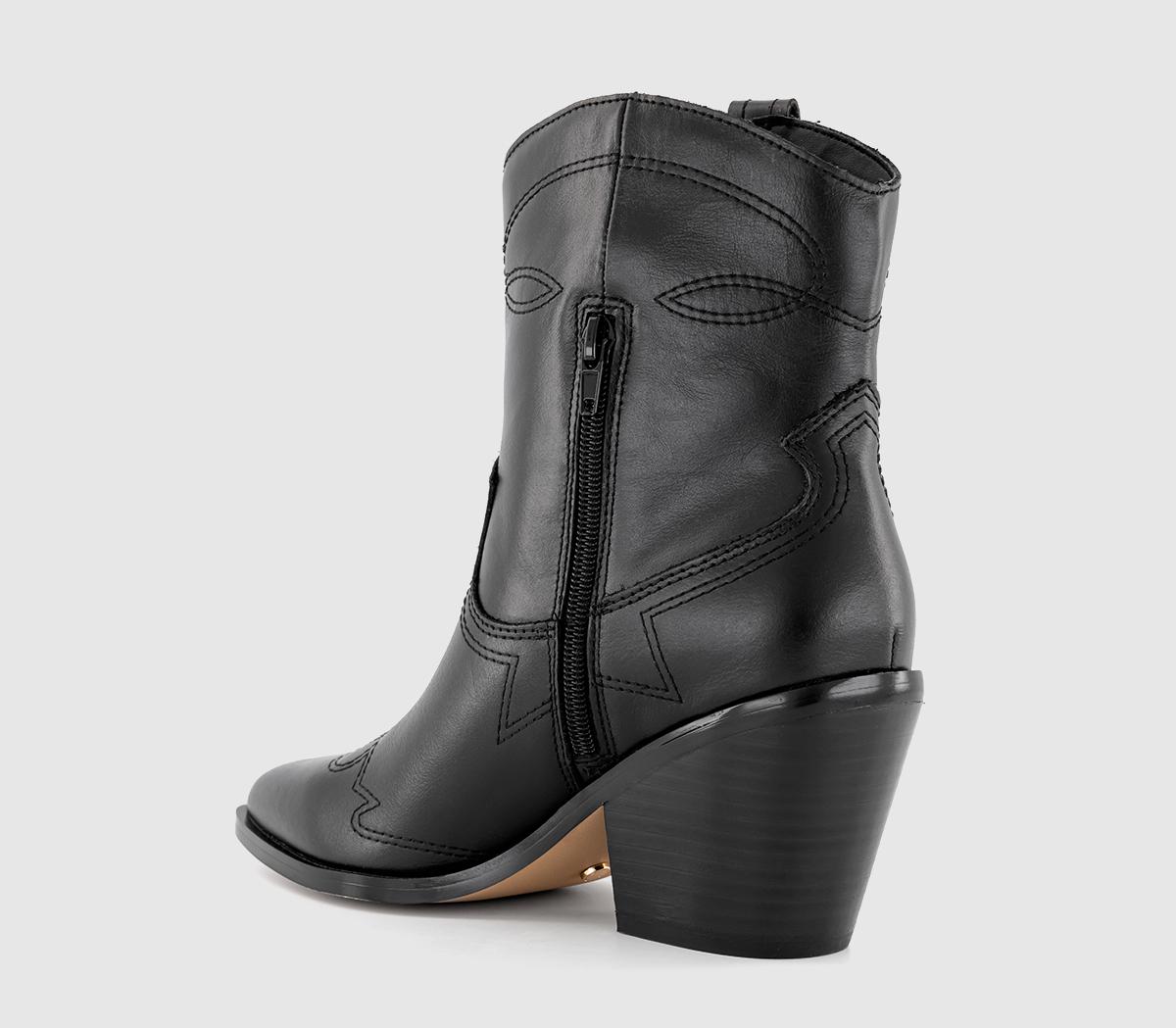 OFFICEAnderson Western Ankle BootsBlack Leather