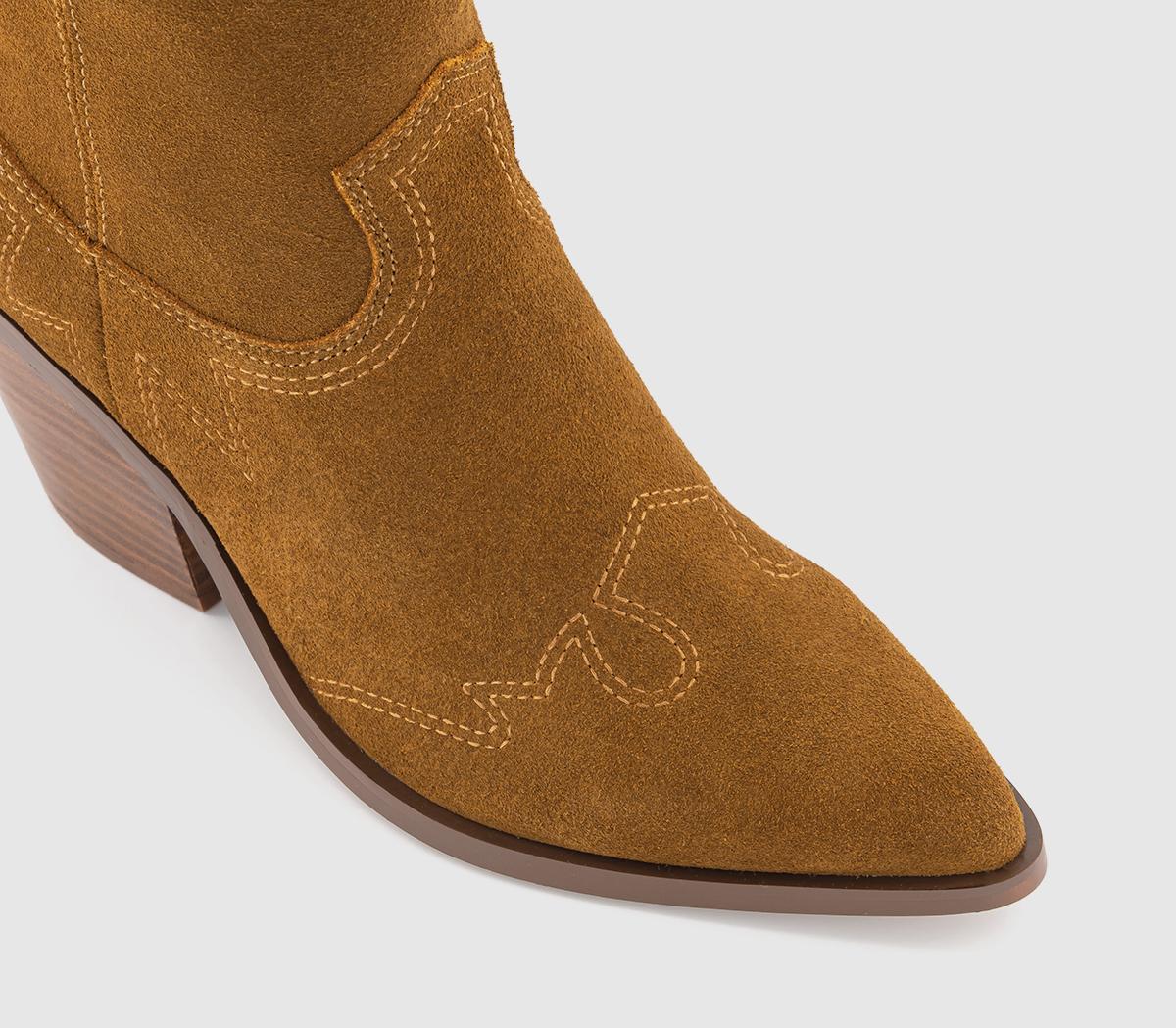 OFFICE Anderson Western Ankle Boots Tan Suede - Women's Ankle Boots