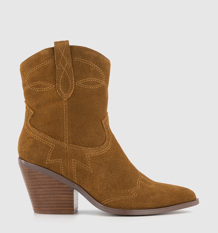 OFFICE Anderson Western Ankle Boots Tan Suede