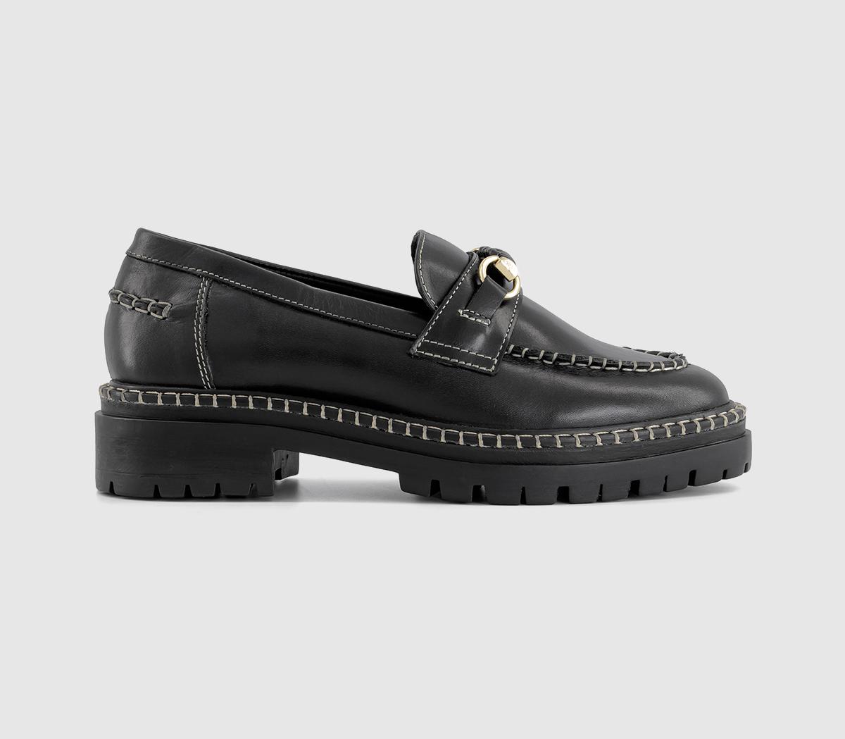 Finchly Contrast Stitch Loafers Black Leather