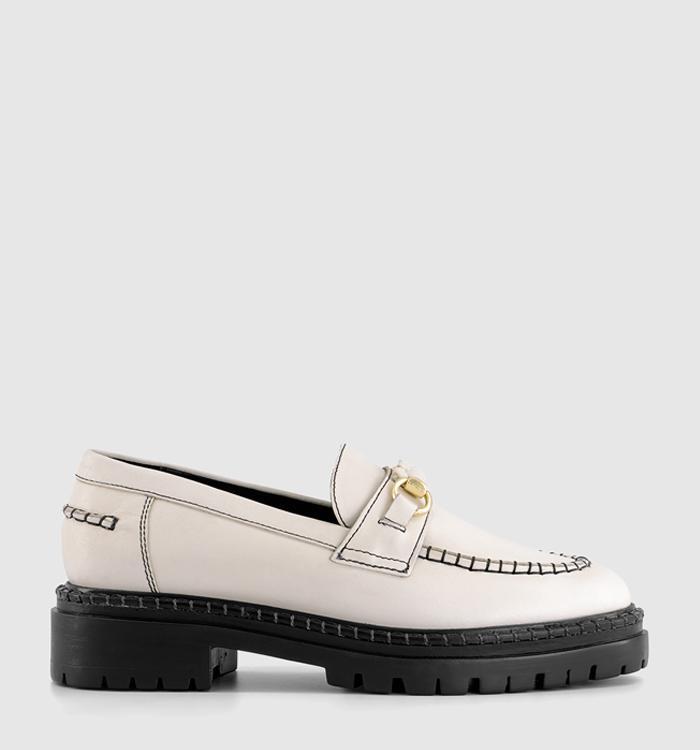 OFFICE Finchly Contrast Stitch Loafers Off White Leather