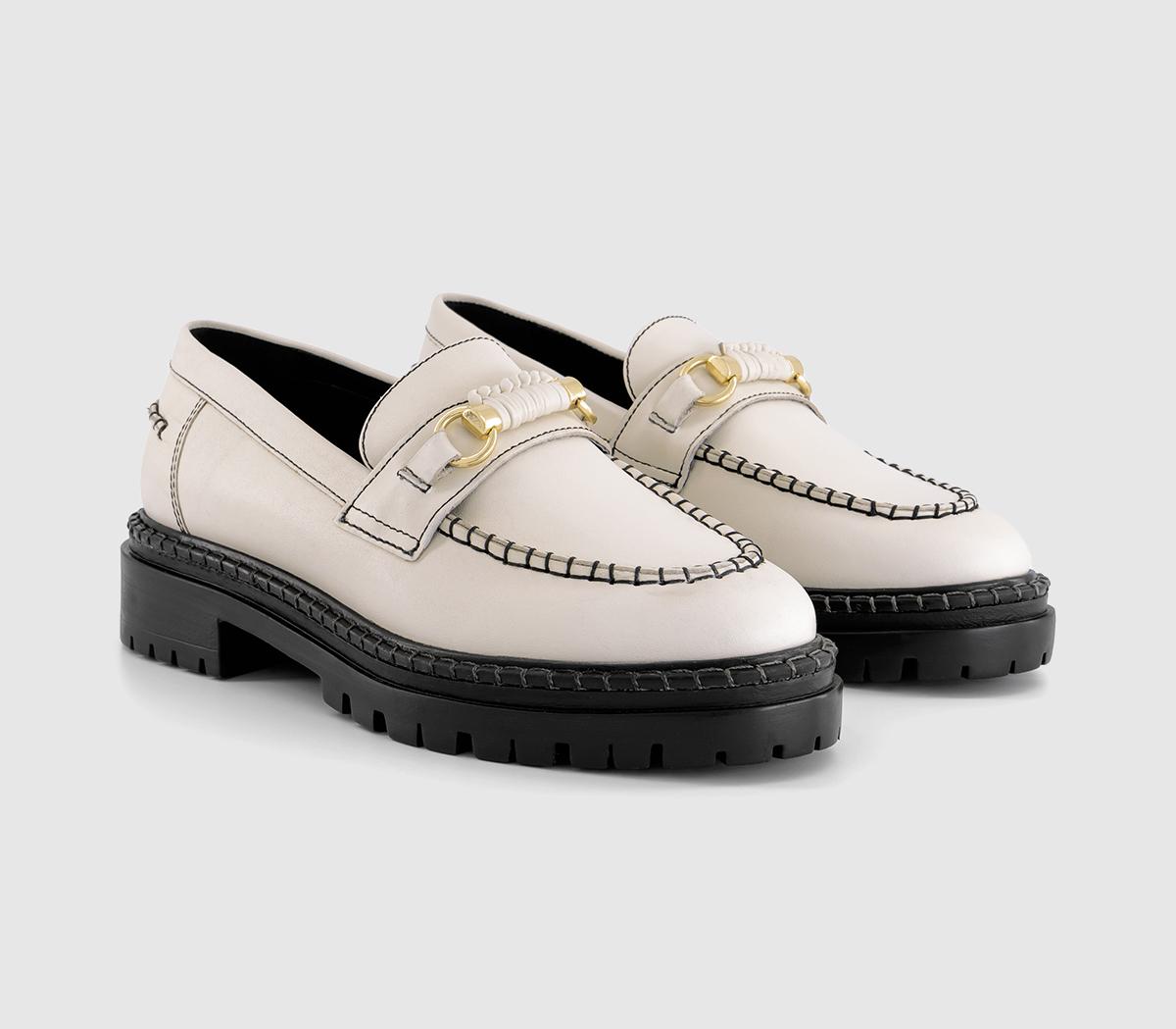 OFFICE Womens Finchly Contrast Stitch Loafers Off White Leather, 3