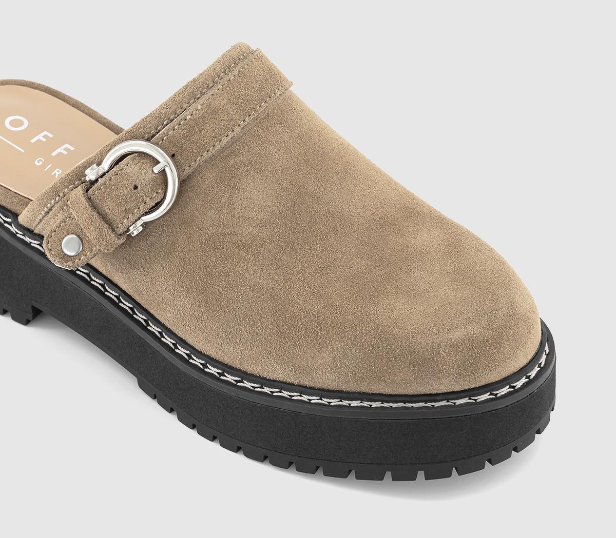 OFFICEFawne Western Buckle Chunky Clogs OFFICEFawne Western Buckle Chunky ClogsBeige