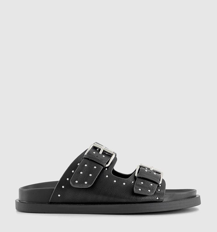 OFFICE Scarlett Double Strap Studded Footbed Sandals Black