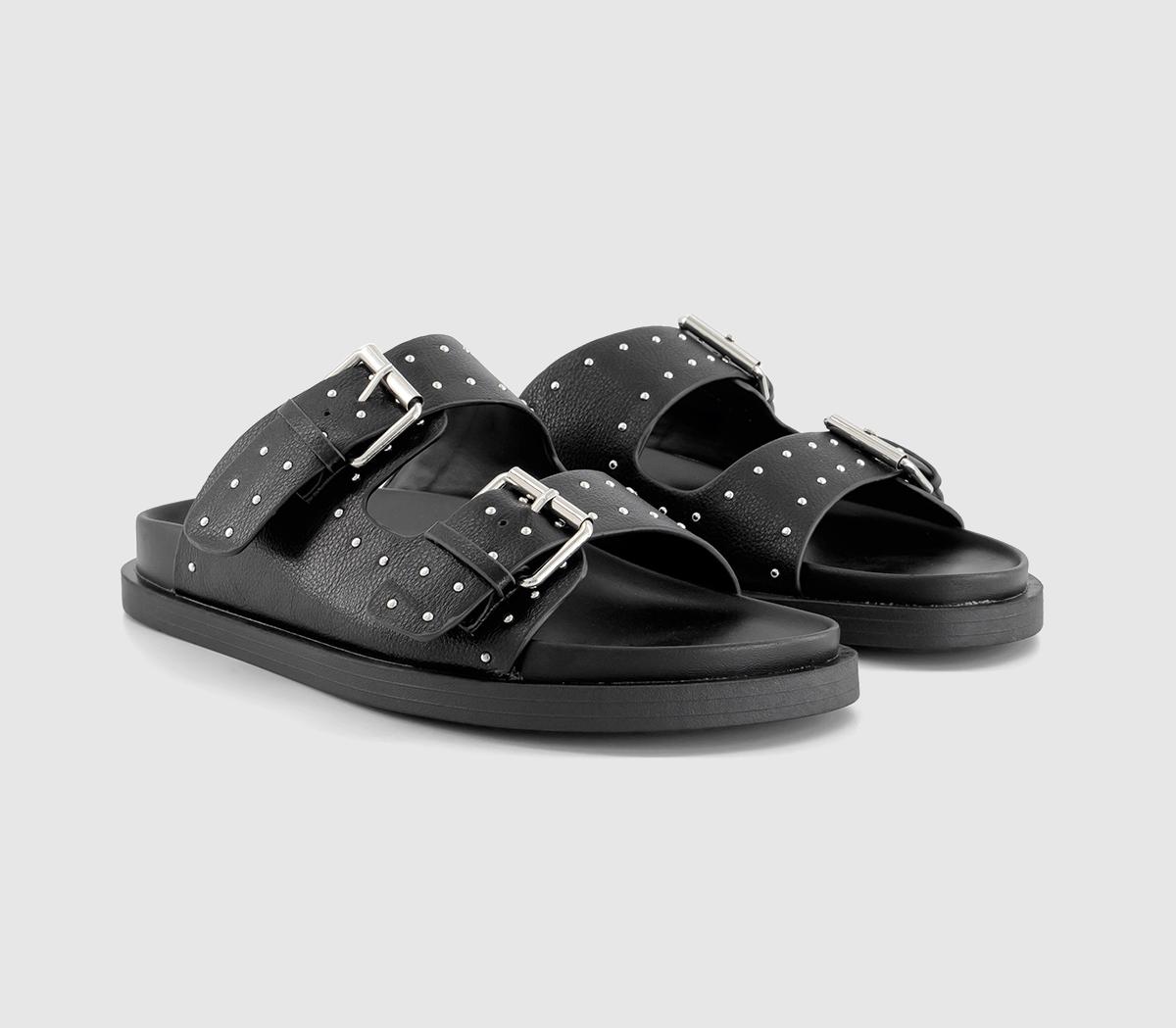 OFFICEScarlett Double Strap Studded Footbed SandalsBlack