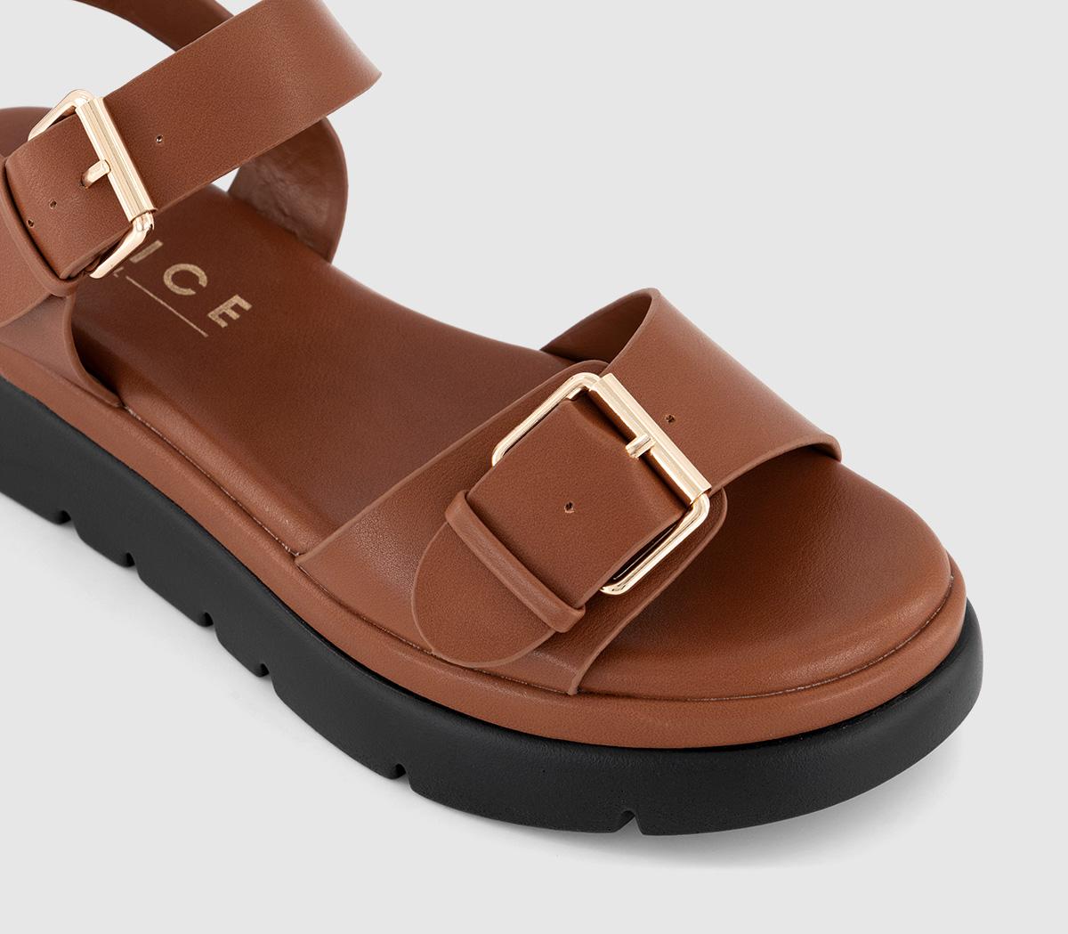 OFFICESage Buckle Detail Platform Sandals OFFICESage Buckle Detail Platform SandalsTan