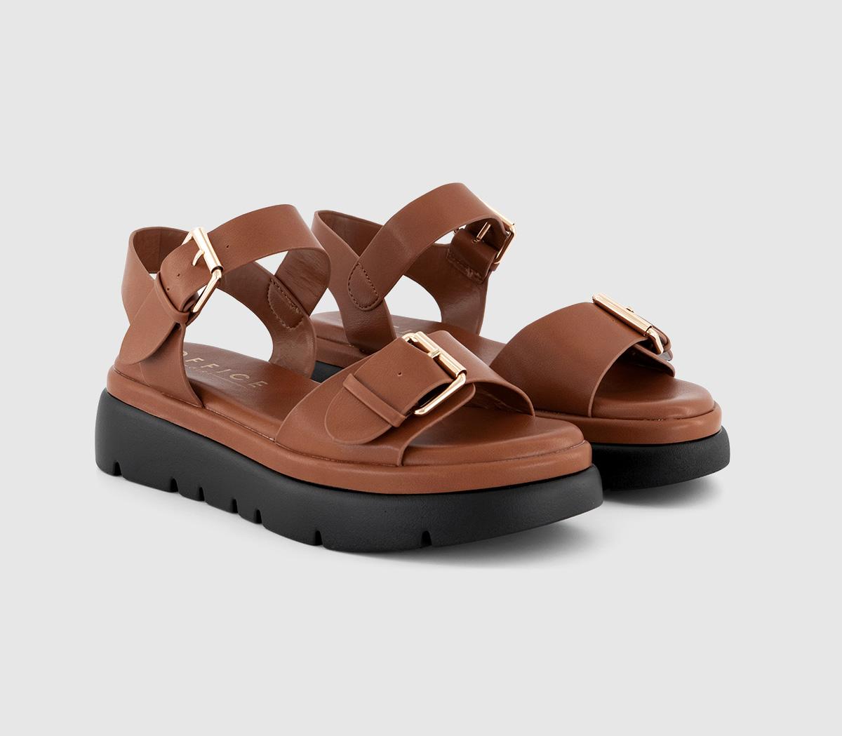 OFFICESage Buckle Detail Platform Sandals OFFICESage Buckle Detail Platform SandalsTan