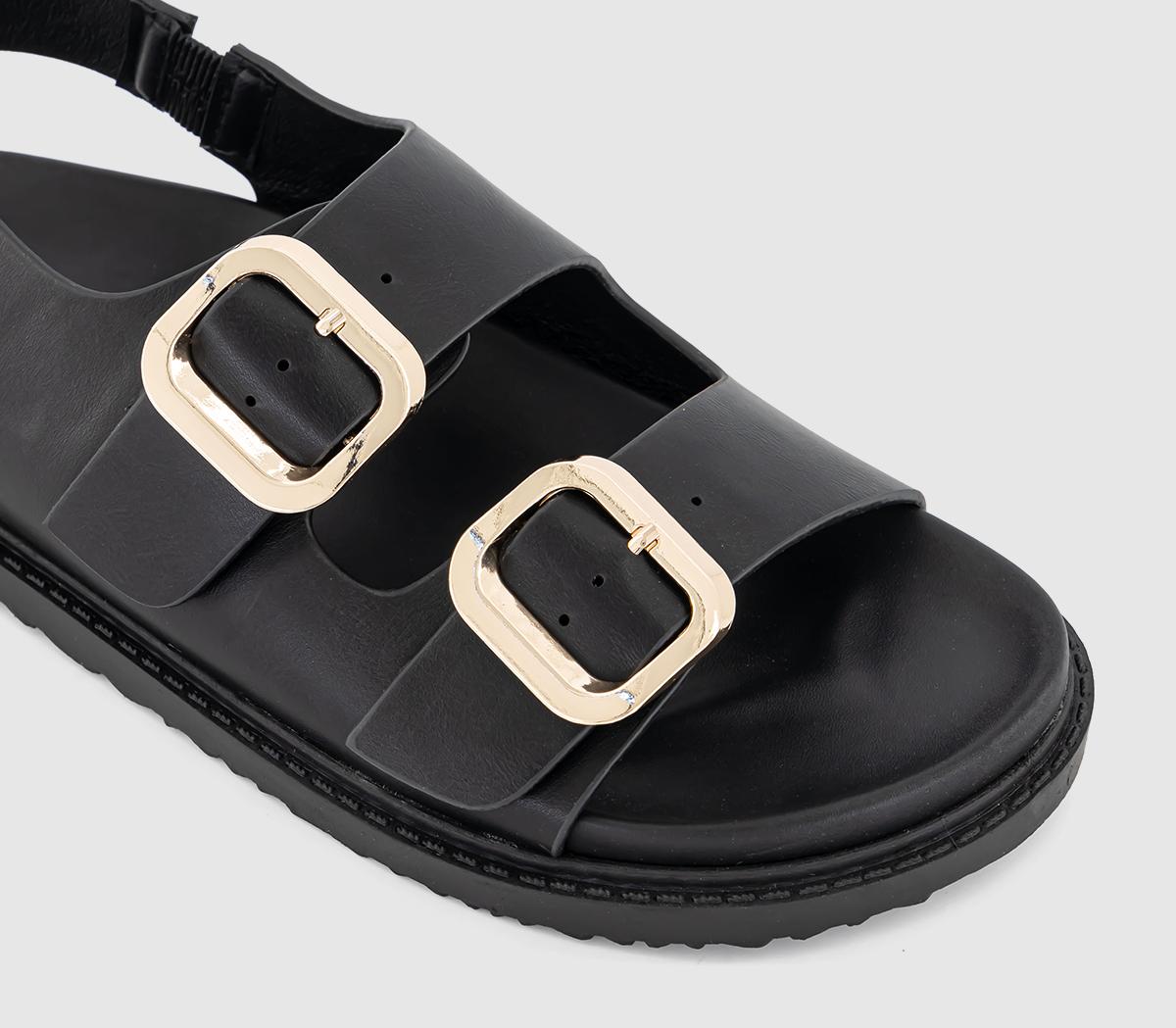 OFFICE Sunny Double Buckle Strap Slingback Footbed Sandals Black ...