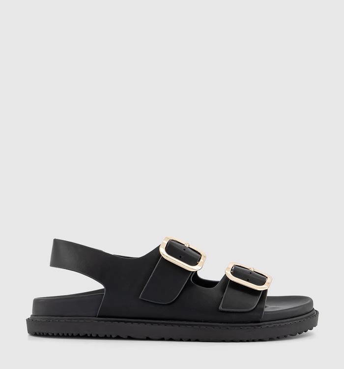 OFFICE Sunny Double Buckle Strap Slingback Footbed Sandals Black