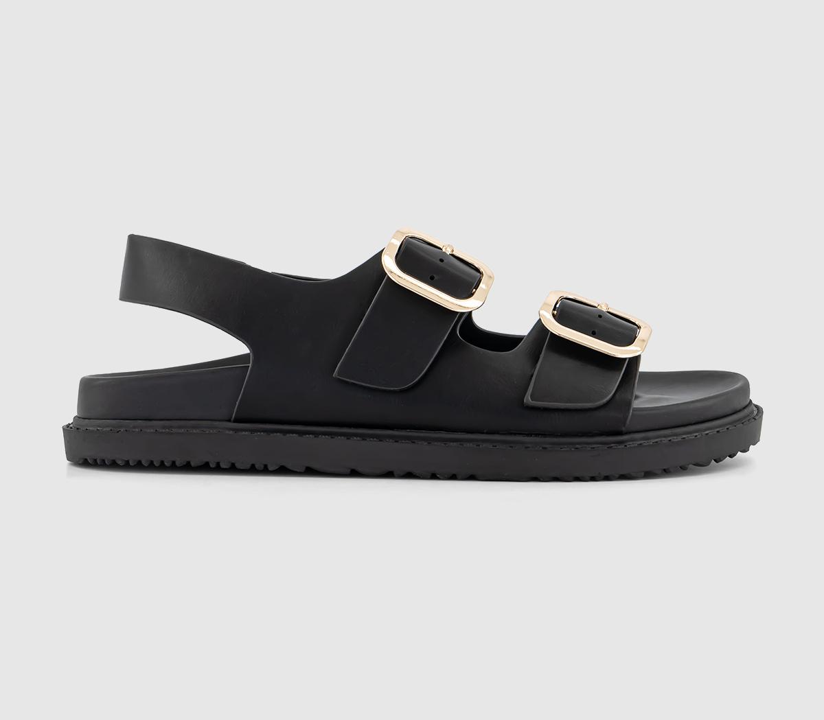 OFFICESunny Double Buckle Strap Slingback Footbed SandalsBlack