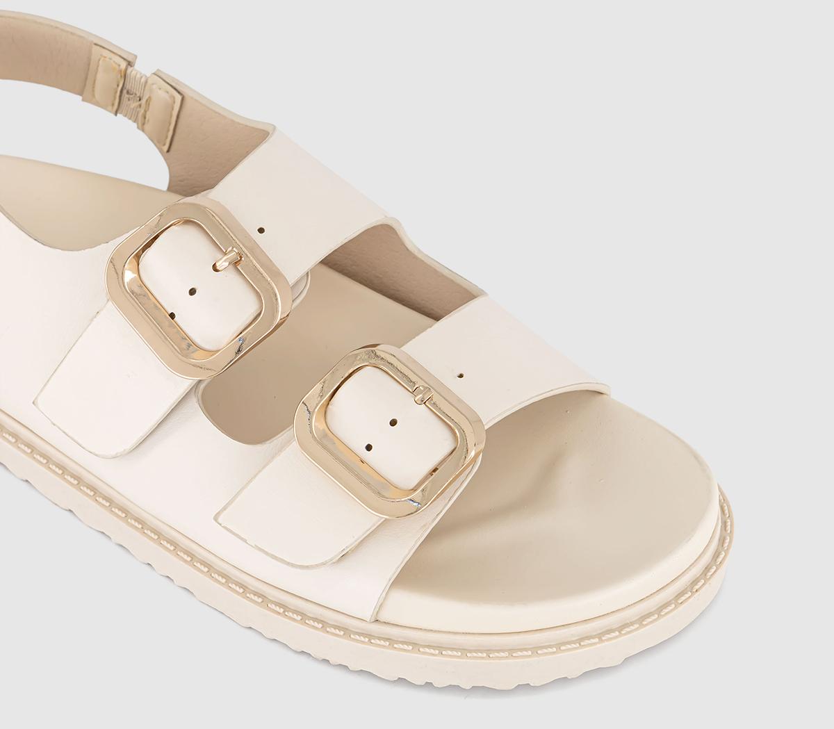 OFFICESunny Double Buckle Strap Slingback Footb Sandalsed OFFICESunny Double Buckle Strap Slingback Footb SandalsedOff White