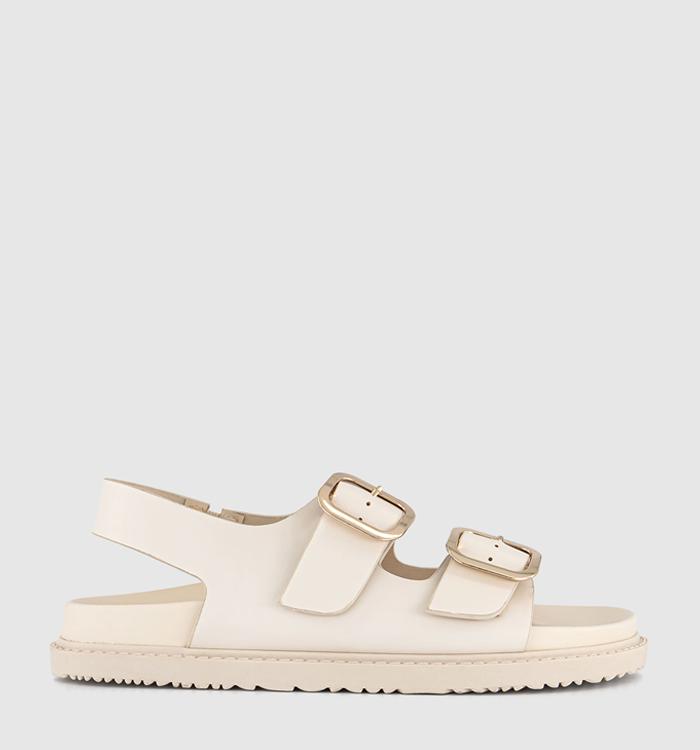 OFFICE Sunny Double Buckle Strap Slingback Footb Sandalsed Off White