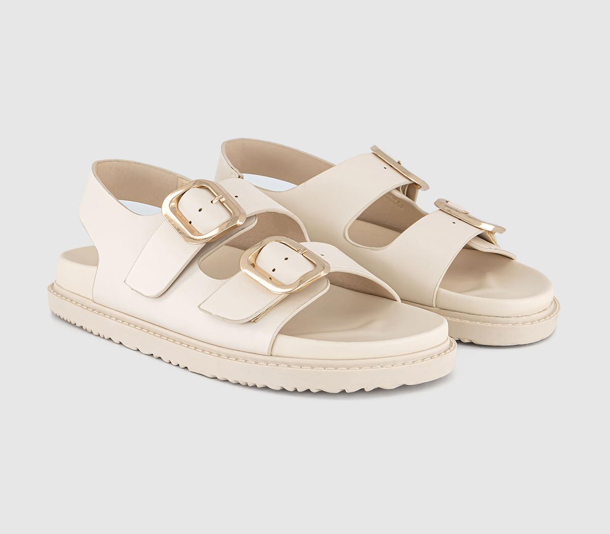 OFFICESunny Double Buckle Strap Slingback Footb Sandalsed OFFICESunny Double Buckle Strap Slingback Footb SandalsedOff White