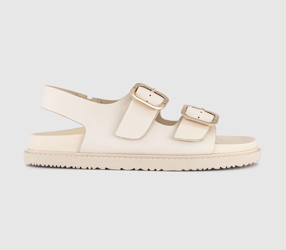 OFFICESunny Double Buckle Strap Slingback Footb SandalsedOff White