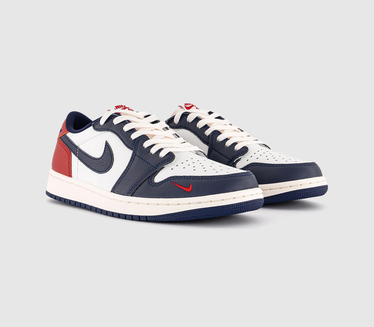 jordan red white and blue shoes