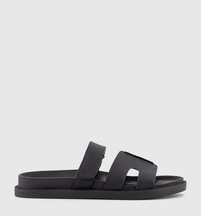 OFFICE Serena Cut Out Two Strap Footbed Sandals Black