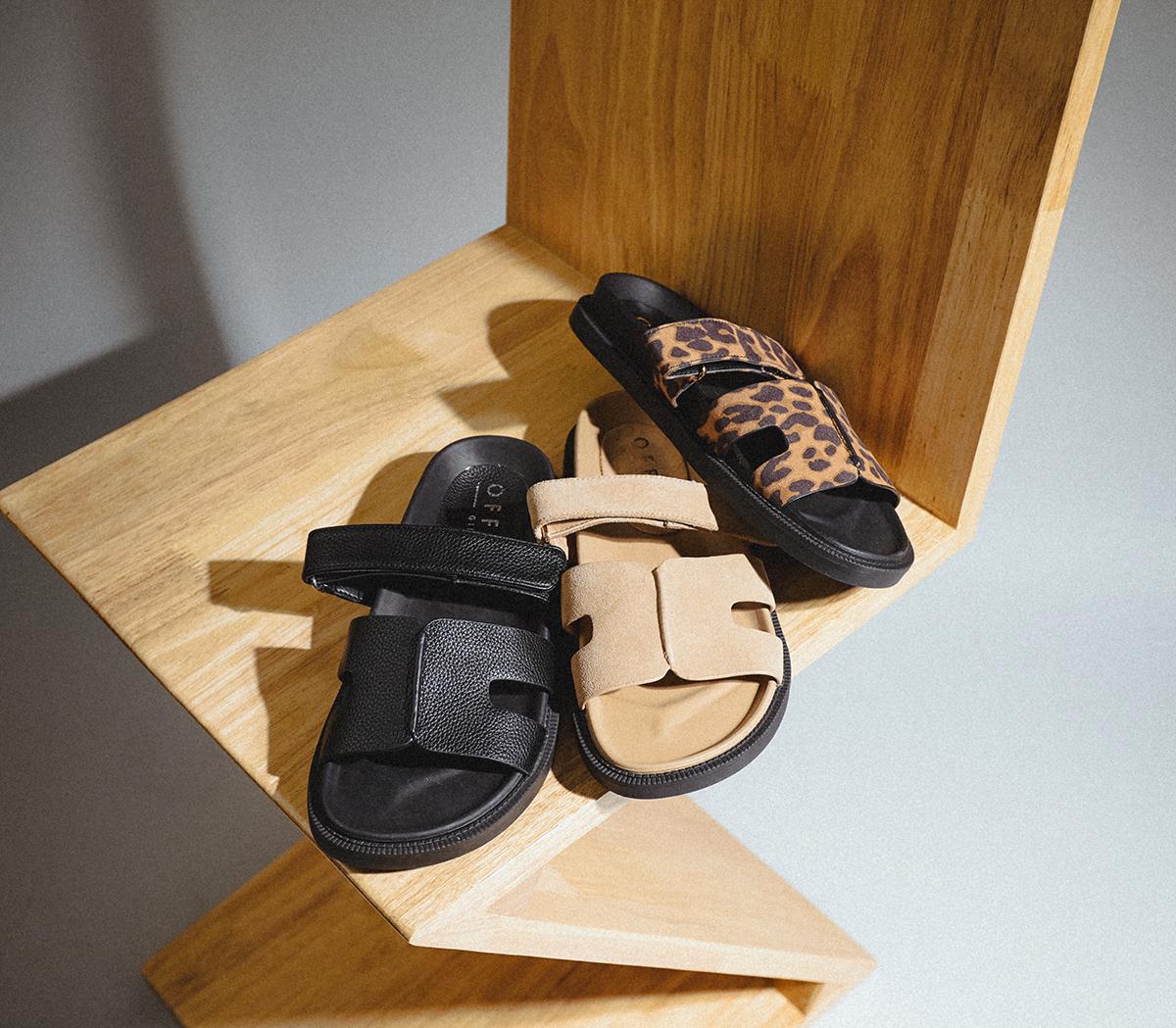 OFFICESerena Cut Out Two Strap Footbed Sandals OFFICESerena Cut Out Two Strap Footbed SandalsBlack