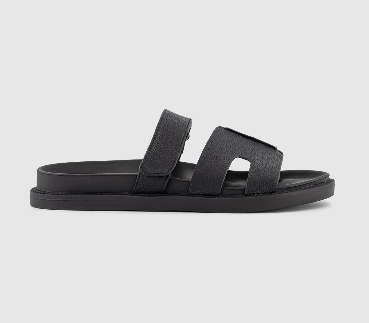 Serena Cut Out Two Strap Footbed Sandals Black