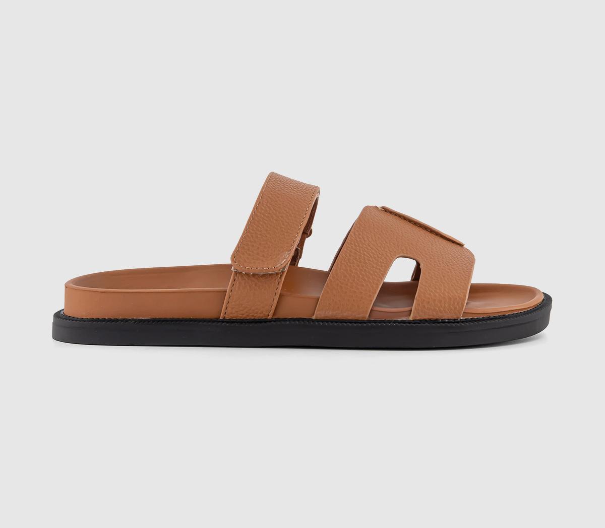 Serena Cut Out Two Strap Footbed Sandals Tan