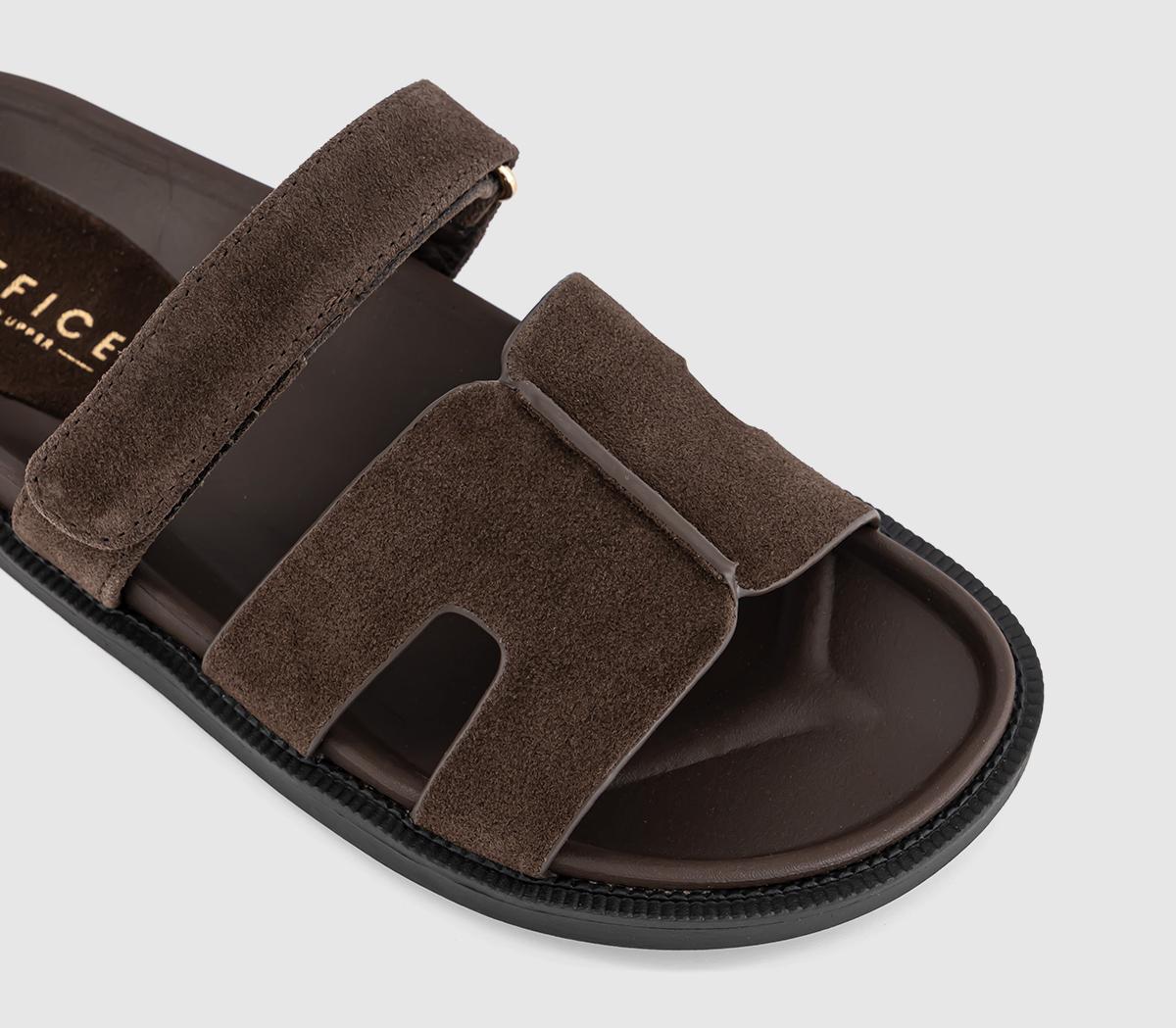 OFFICESerena Cut Out Two Strap Footbed Sandals OFFICESerena Cut Out Two Strap Footbed SandalsBrown Suede