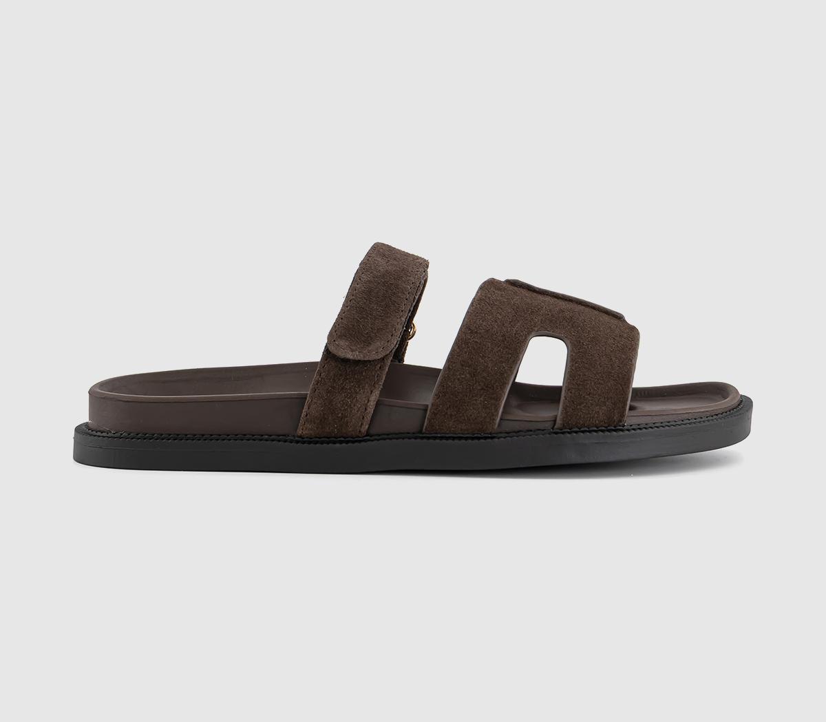 OFFICESerena Cut Out Two Strap Footbed Sandals OFFICESerena Cut Out Two Strap Footbed SandalsBrown Suede