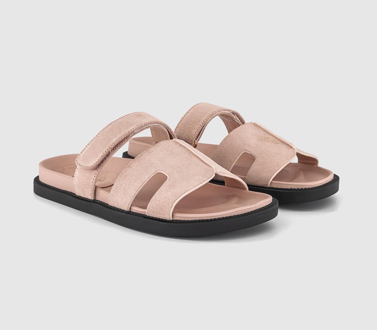 OFFICESerena Cut Out Two Strap Footbed SandalsPink Suede