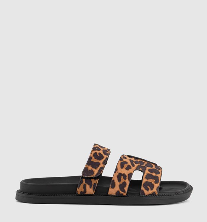 OFFICE Serena Cut Out Two Strap Footbed Sandals Leopard