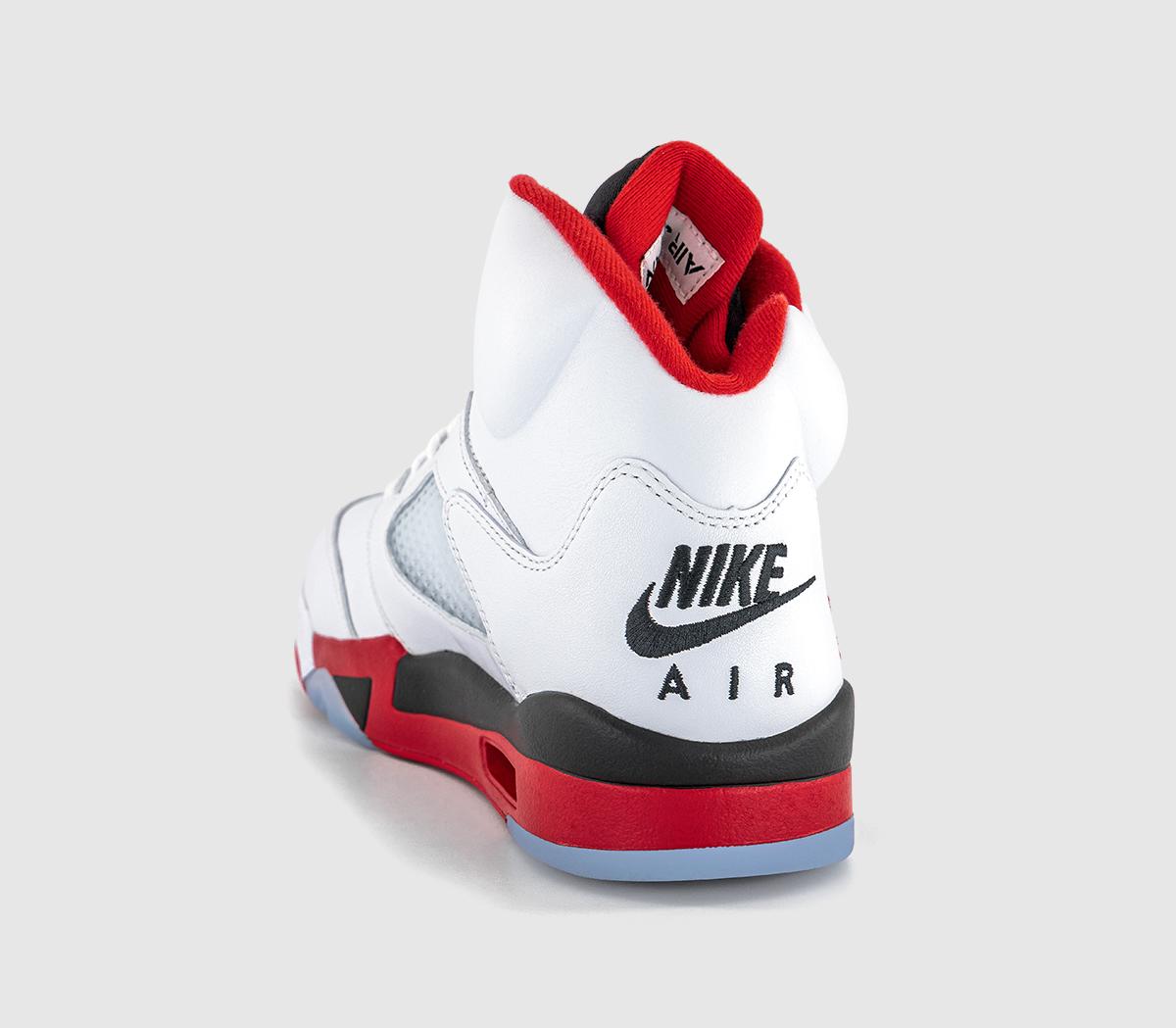 JordanAir Jordan 5 Retro TrainersWhite Fire Red Black