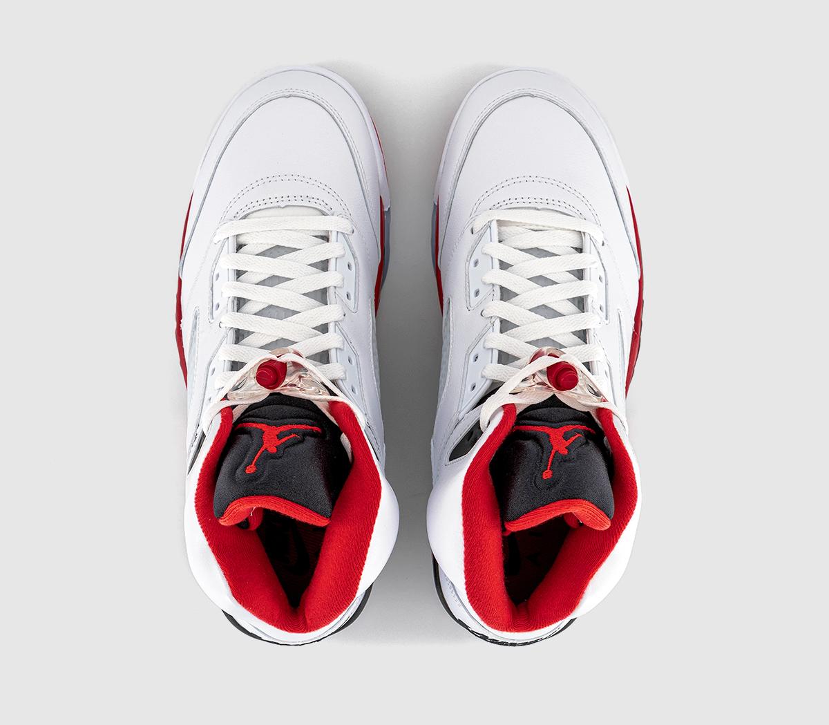 JordanAir Jordan 5 Retro TrainersWhite Fire Red Black