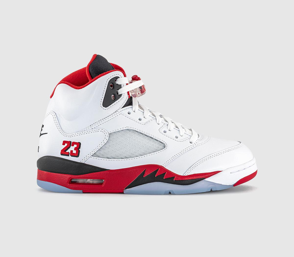 JordanAir Jordan 5 Retro TrainersWhite Fire Red Black