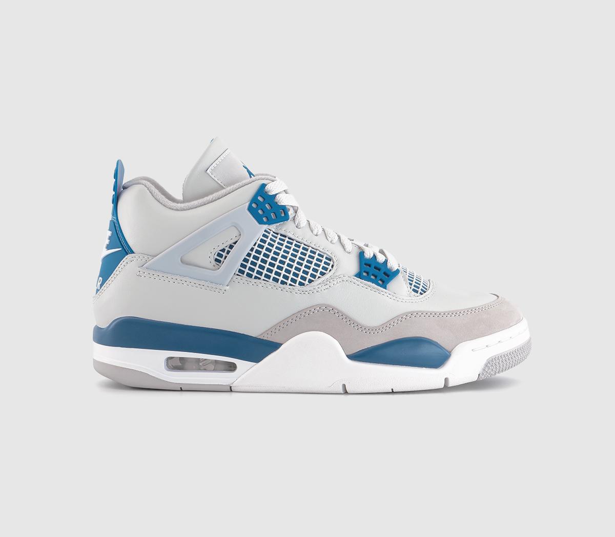 Jordan Air Jordan 4 Retro OG Trainers Off White Industrial Blue Neutral Grey Women s Trainers King s Cross