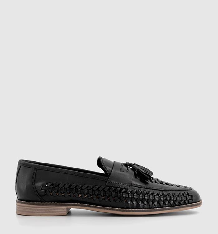OFFICE Clapham Tassel Woven Loafers Black Leather