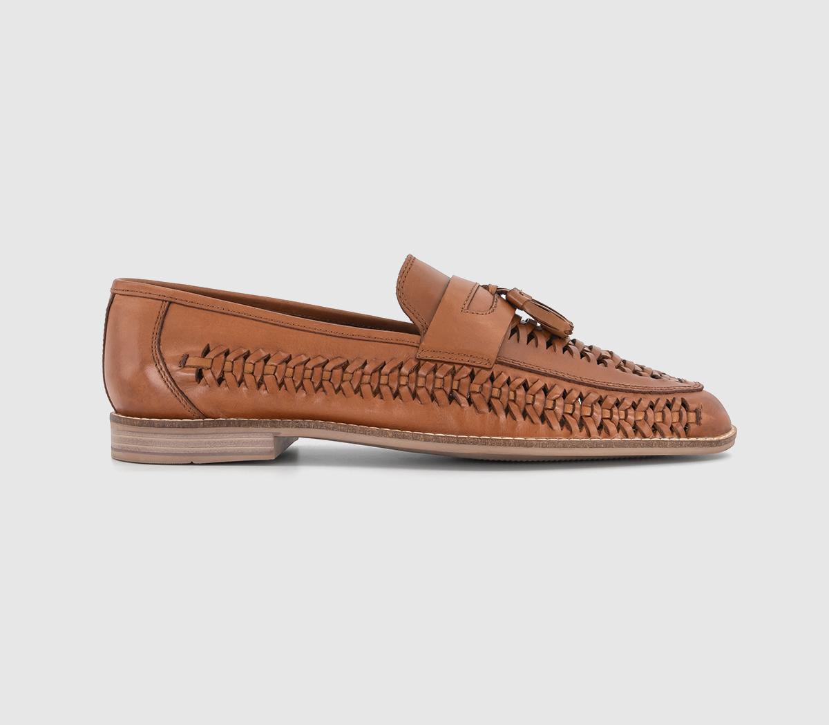 Clapham Tassel Woven Loafers Tan Leather