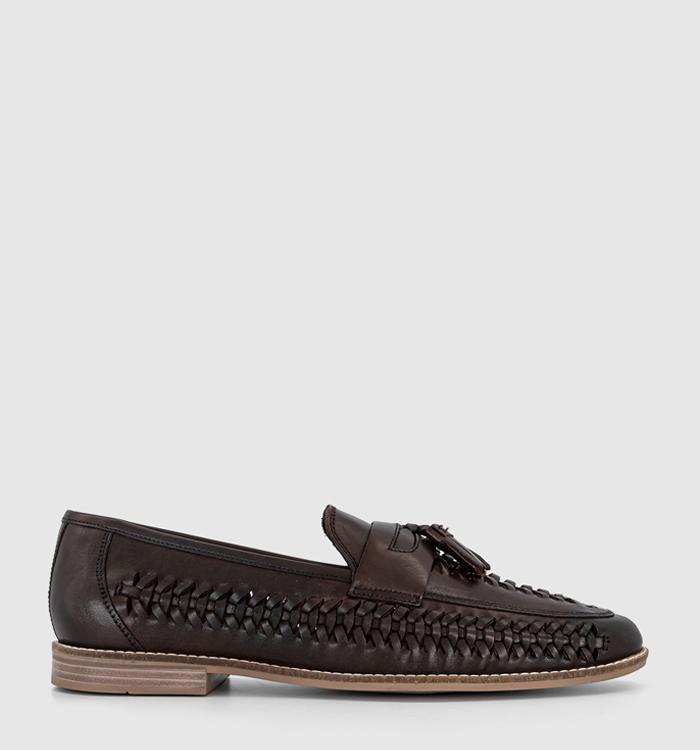 OFFICE Clapham Tassel Woven Loafers Brown Leather