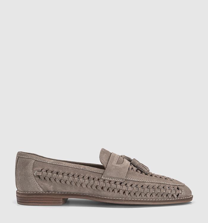 OFFICE Clapham Tassel Woven Loafers Stone Suede