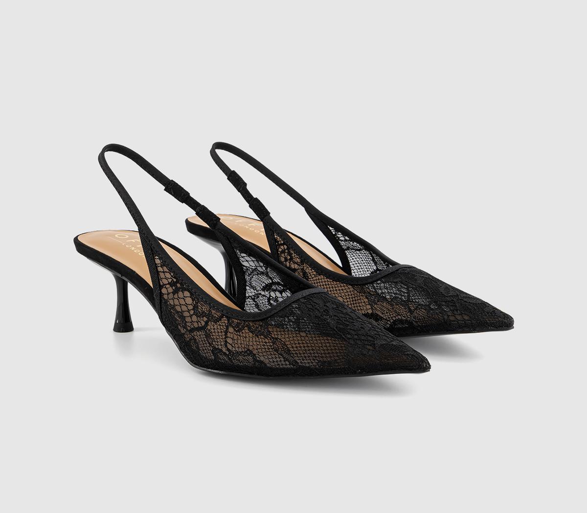 OFFICEMadison Point Court Kitten HeelsBlack Lace