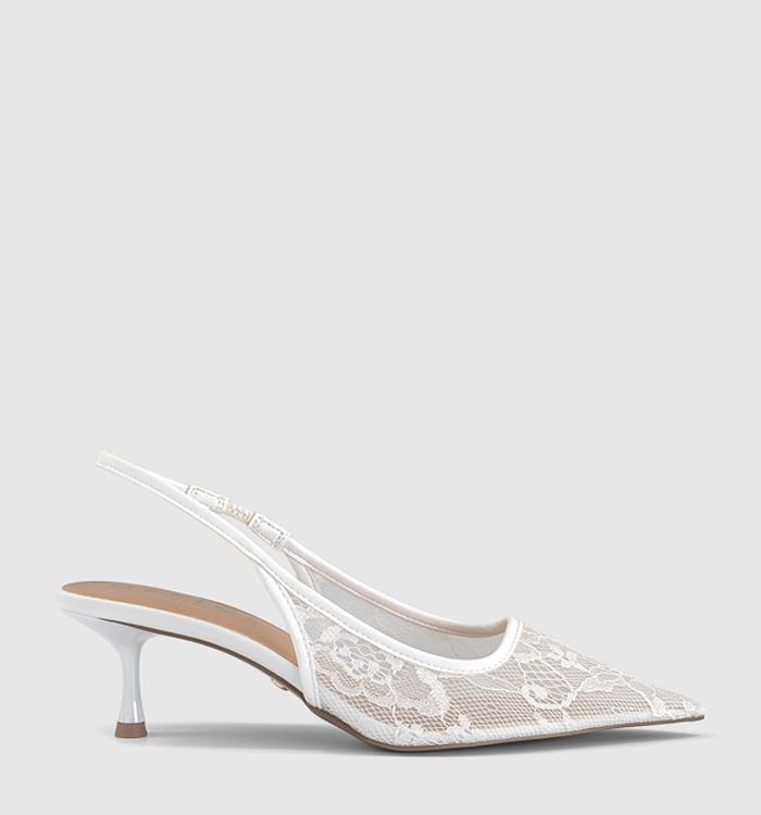 OFFICE Madison Point Court Kitten Heels Cream Lace